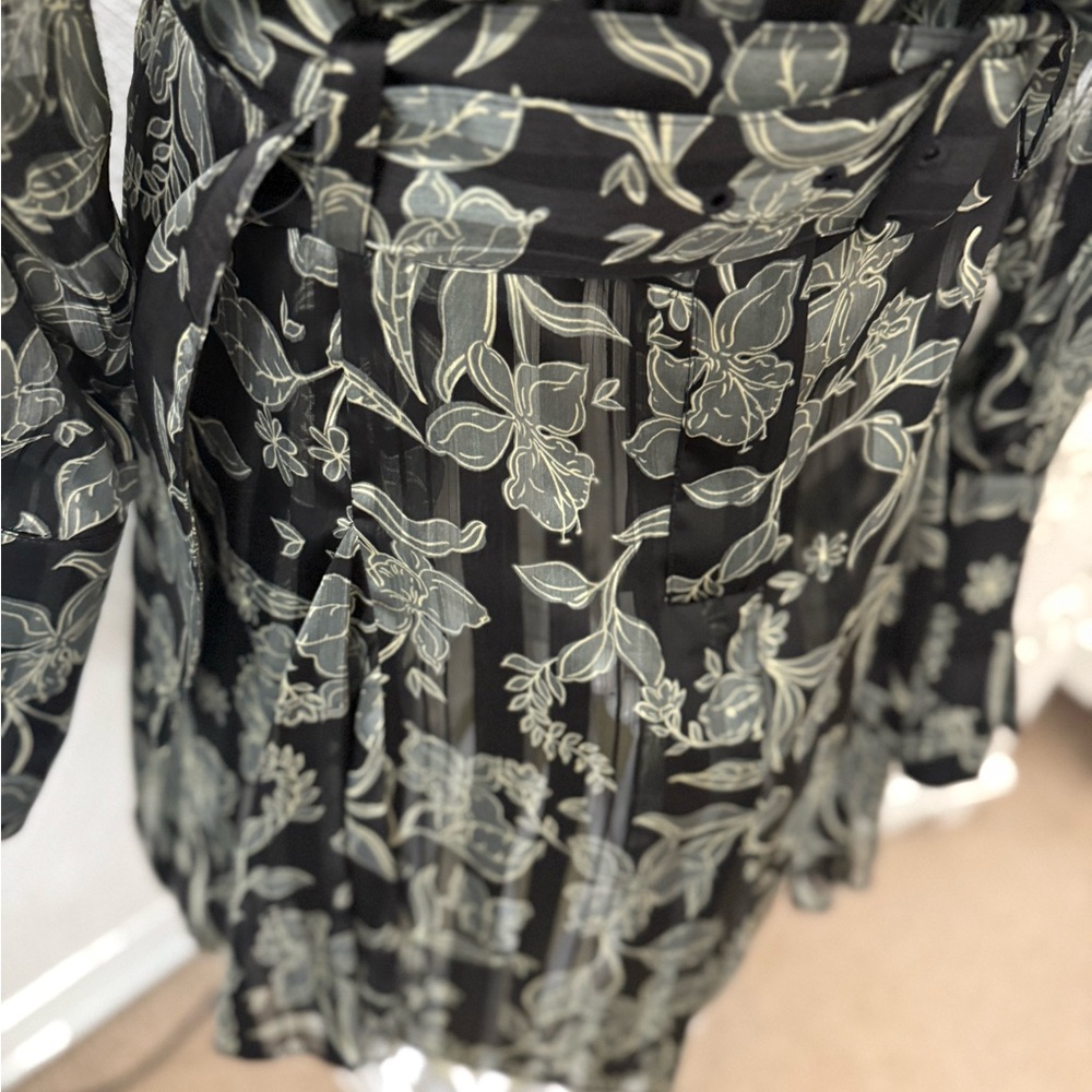 Reiss Black Floral Long Sleeve Dress - Picture 9 of 16